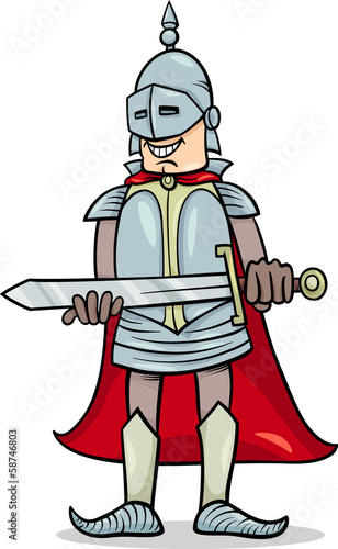 knight with sword cartoon illustration