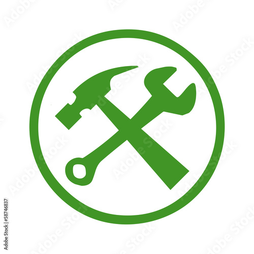 iws11 IconWebsiteSimple iws - english: green icon circle web symbol - tool  service hammer wrench sign - German: Kreis mit Werkzeug Service - Hammer  Schlüssel Zeichen in grün - g82 Stock Illustration | Adobe Stock