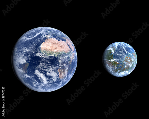Planet Earth and a terraformed Mars