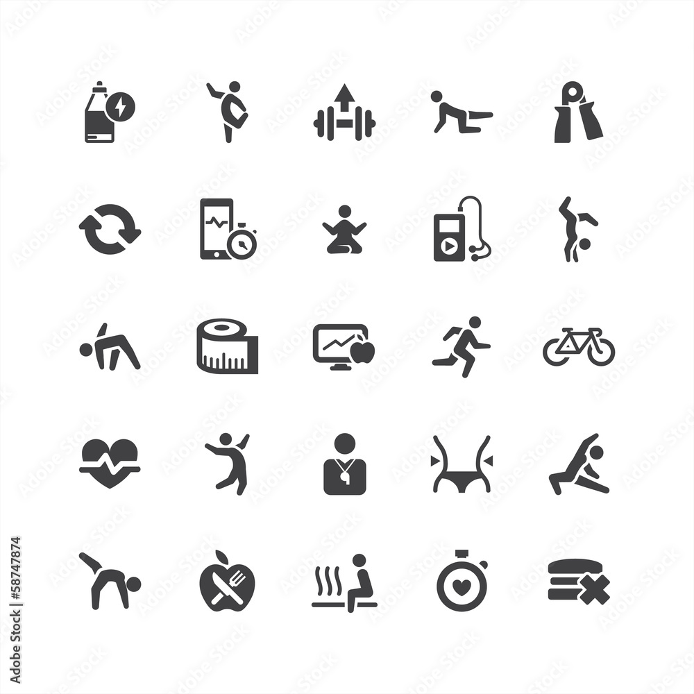 Fitness and Health Icons Set Fitness and Health Icons Set