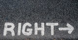 Turn right sign on an asphalt