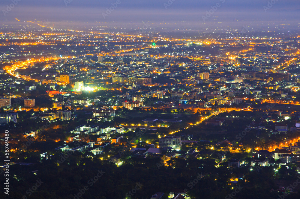 Top view of Chiangmai city in the dawn, Thailand