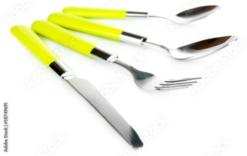Knife  spoons and fork  isolated on white