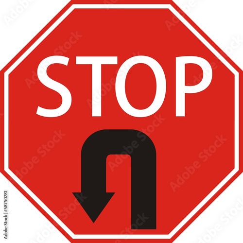 Знак "STOP" с поворотом обратно