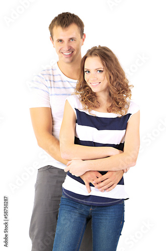 Young couple isolated on white