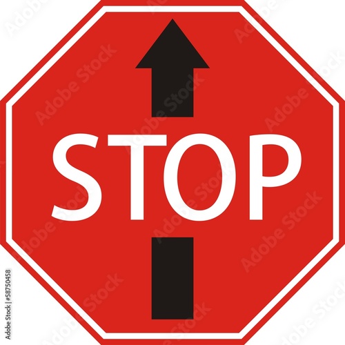 Знак "STOP" со стрелкой вперед