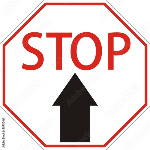 запрещающий знак "stop" со стрелкой