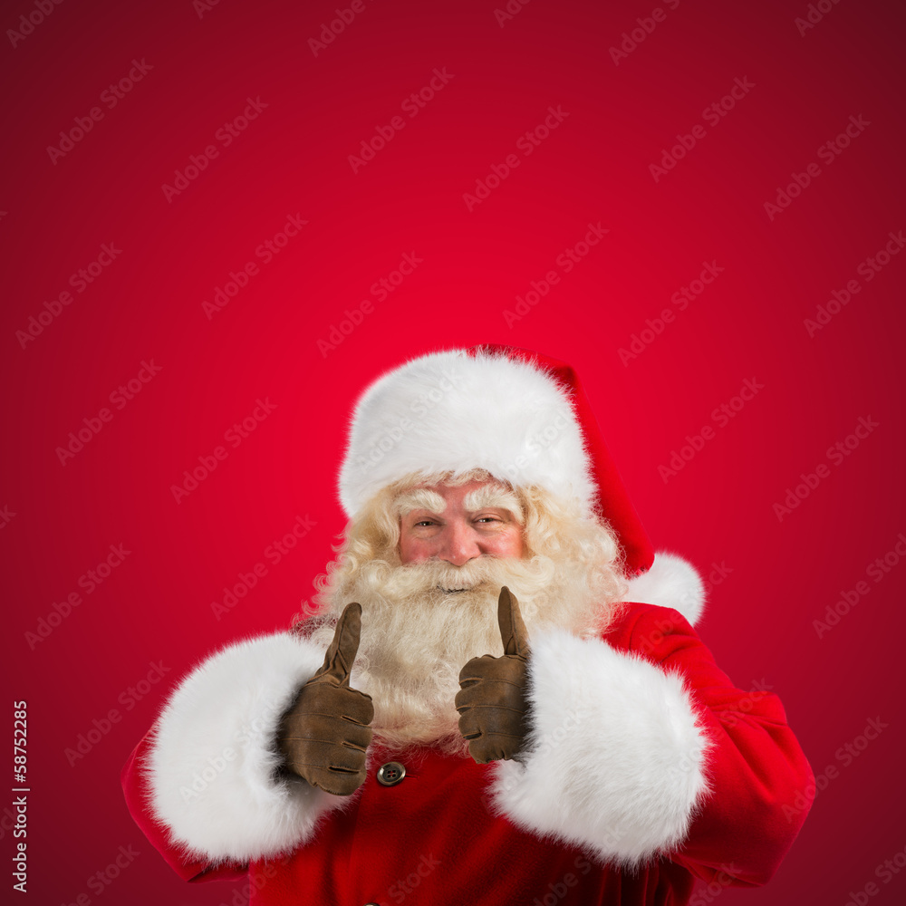 Authentic Santa Claus with real beard and great smiling giving t