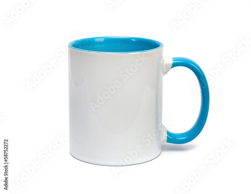 White empty cup with colored bottom isolated