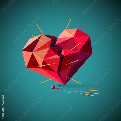 Broken heart with acupuncture needles