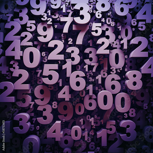Abstract 3D numbers background computer generated render