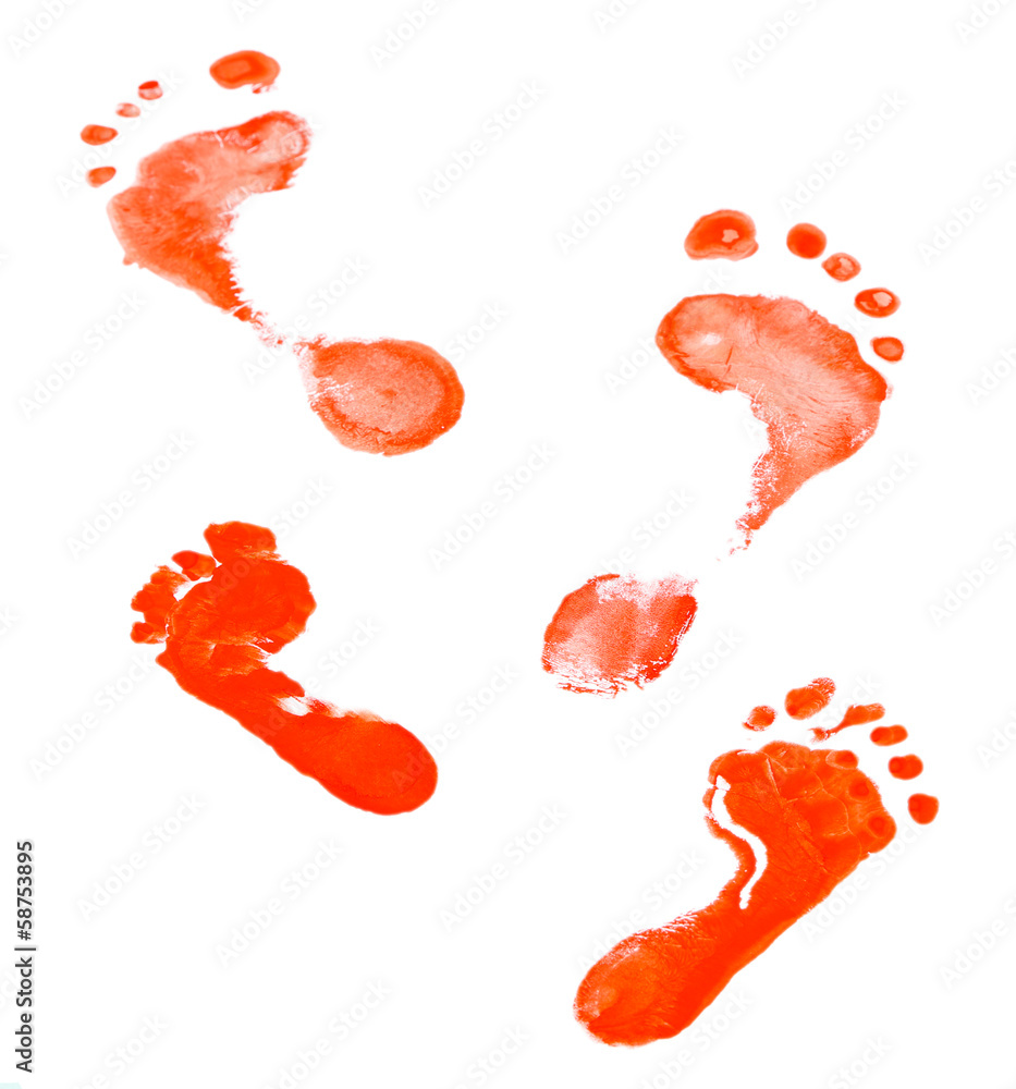 Footprint, close up, isolated in white