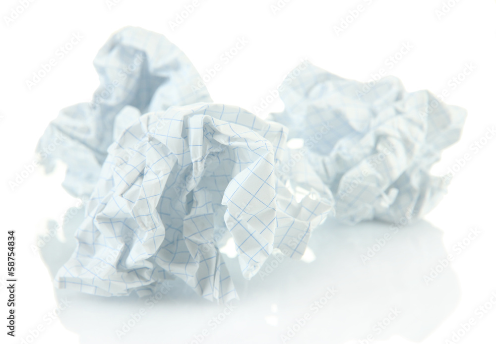Crumpled paper balls isolated on white Crumpled paper balls isolated on white