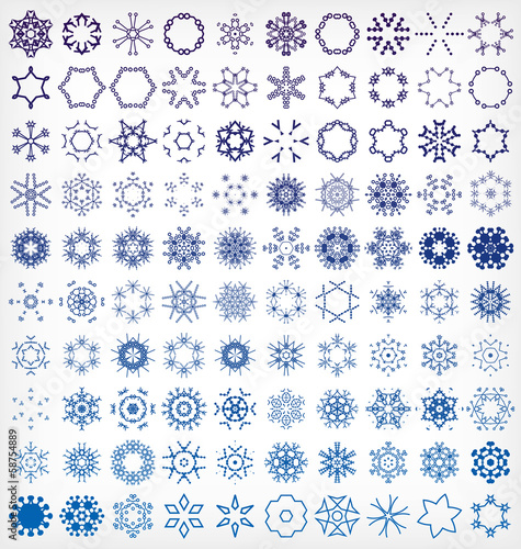 Set of winter snowflake icons