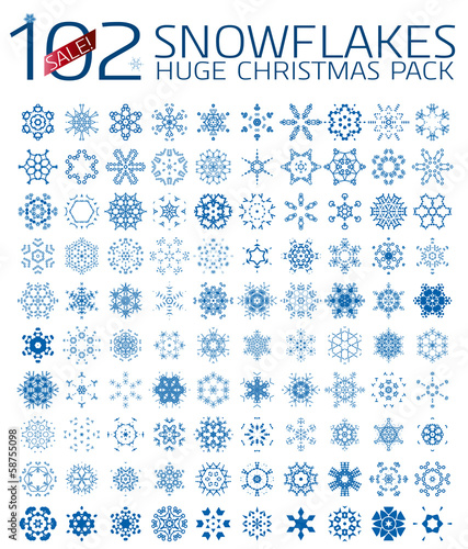 102 abstract Christmas snowflakes