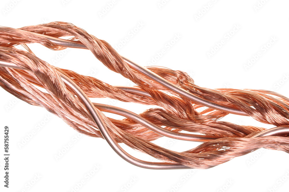 Copper wire for the power industry isolated on white background Copper wire for the power industry isolated on white background