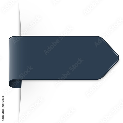 Langer dunkelblauer Sticker Pfeil mit Schatten und Textfreiraum