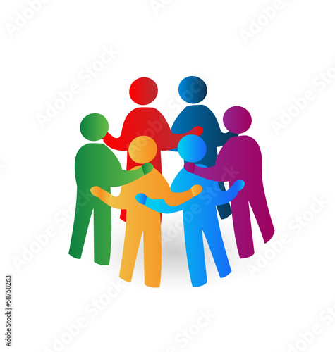 Teamwork meeting people logo vector