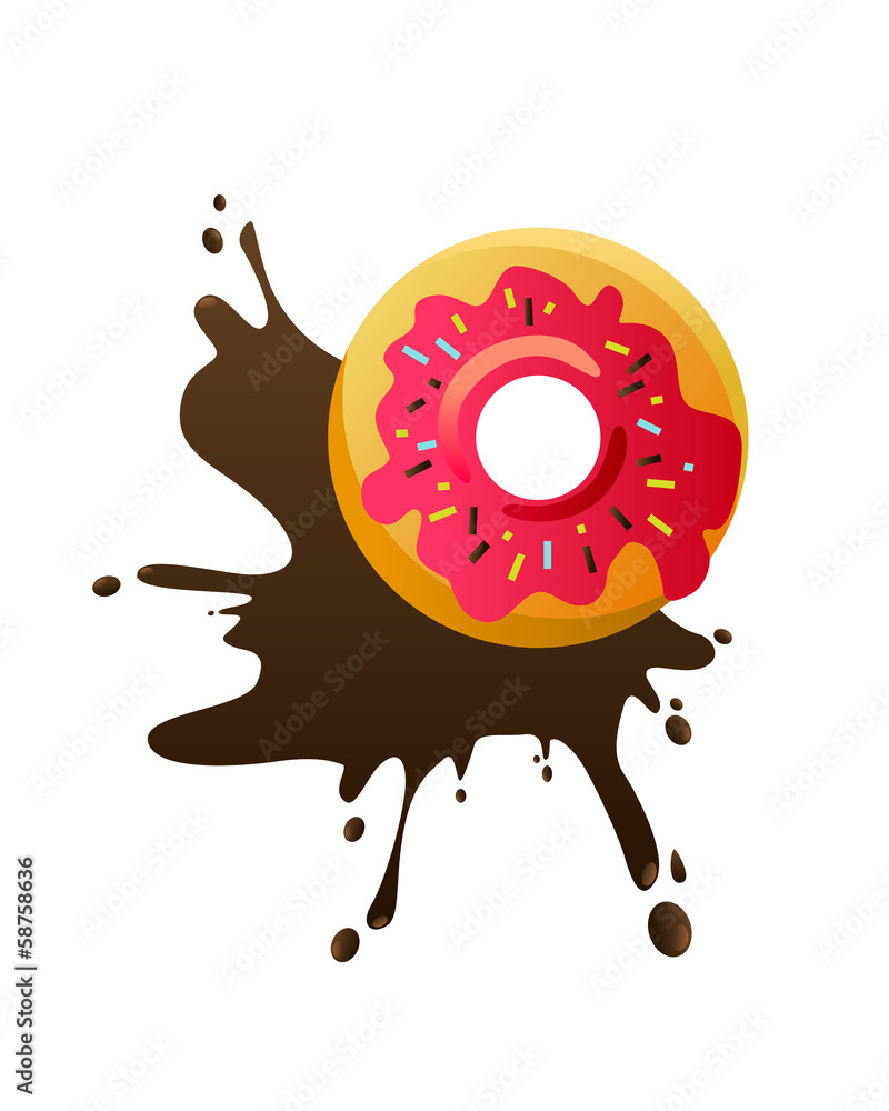 Donut with chocolate splash Donut with chocolate splash