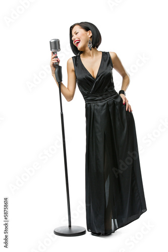 Full-length portrait of woman musician