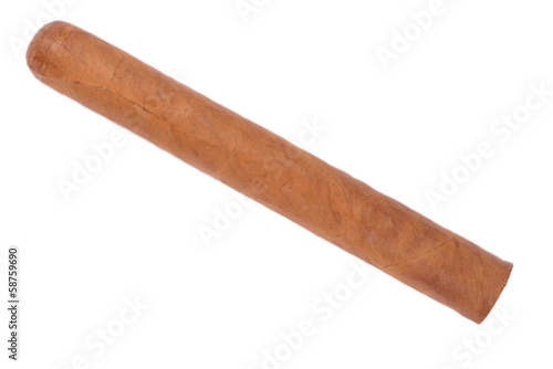 Elegant brown cigar isolated on white background