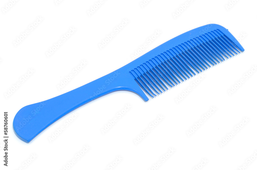Blue comb on white background, clipping path. Blue comb on white background, clipping path.