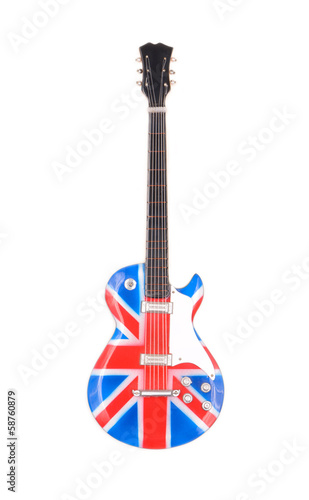 Britain flag guitar isolated on white background