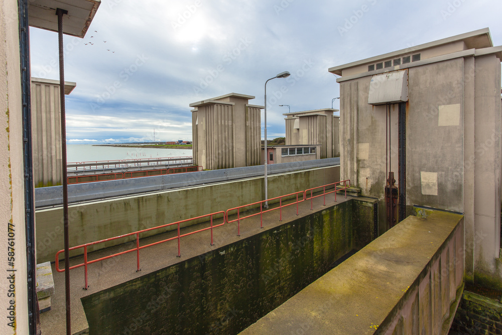 Sluice Stevinsluis in Dutch Delta Works Storm Protection Sluice Stevinsluis in Dutch Delta Works Storm Protection