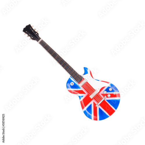 Britain flag guitar isolated on white background