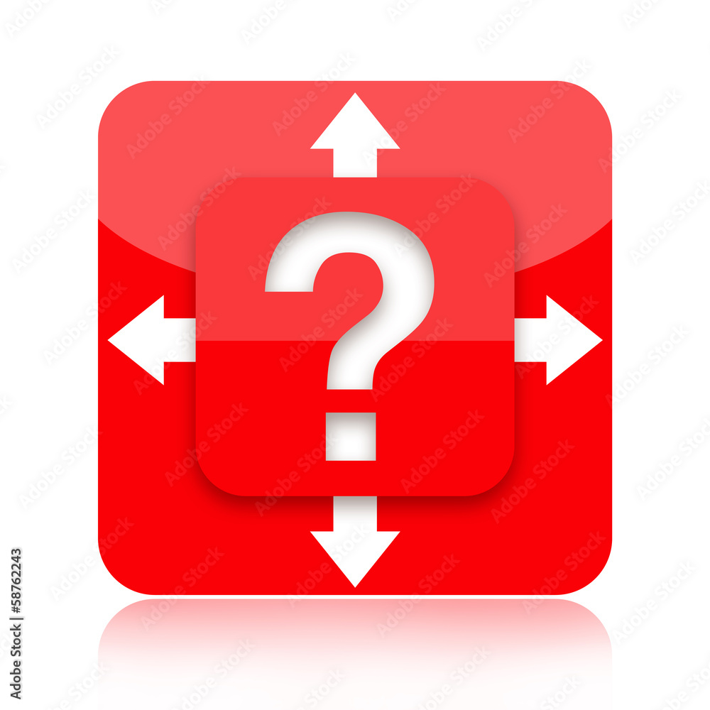 Question mark icon with arrows in different directions Question mark icon with arrows in different directions
