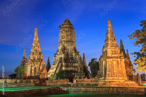 Wat Chaiwattanaram at Ayutthaya Historical Park Thailand © Noppasinw
