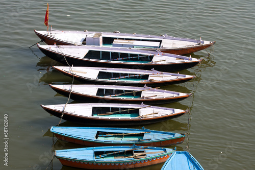 Old boats of Ganges river  Varanasi  India