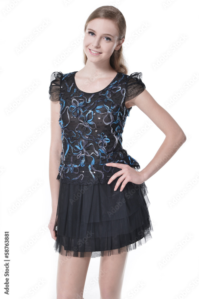 fashion shot of girl posing on white background fashion shot of girl posing on white background