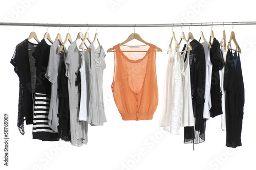 female fashion clothing on hangers