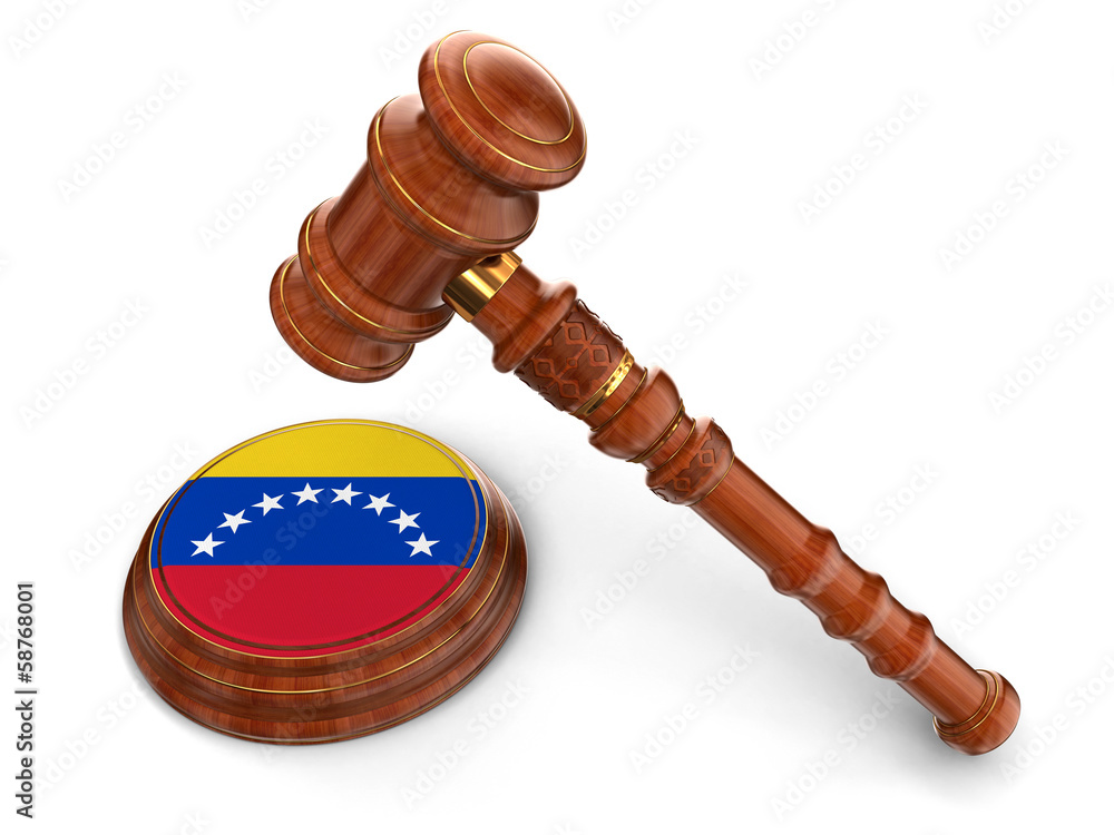 Wooden Mallet and Venezuela flag (clipping path included)