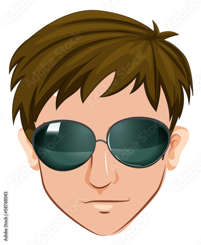 A head of a man with glasses