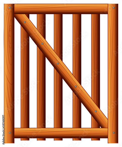 A wooden fence with a diagonal bar