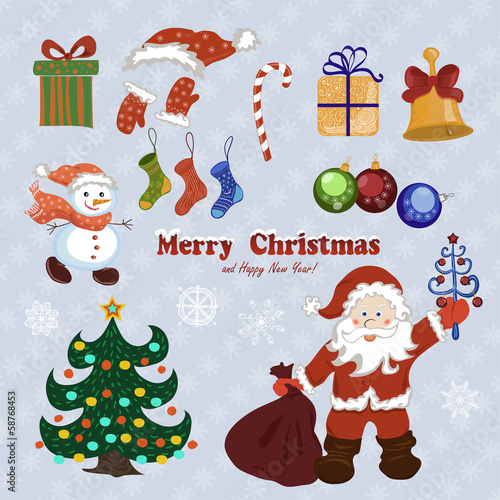 Vector set of Christmas objects