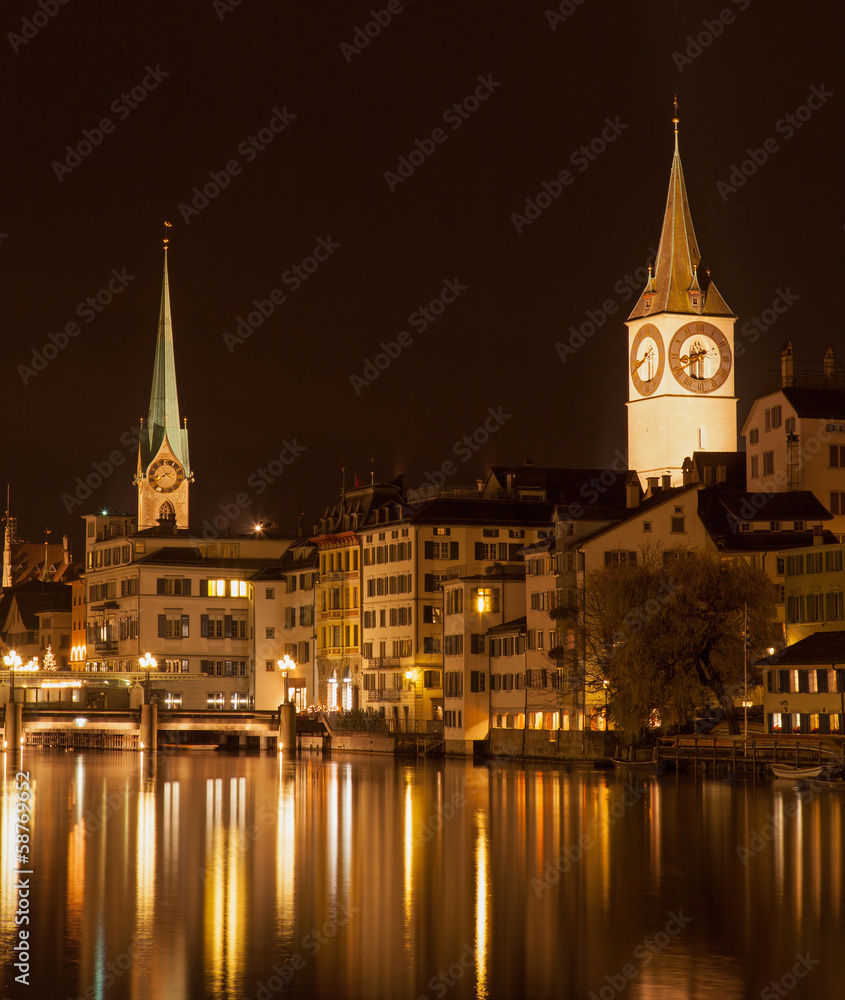Zurich, Limmat, Autumn Evening