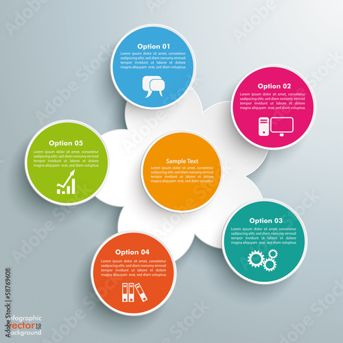 Colored Flower Infographic 5 Options