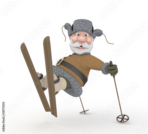 The grandfather on skis.