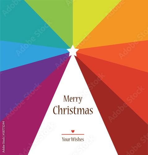 christmas tree on rainbow colors background