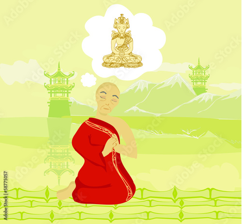monk prays