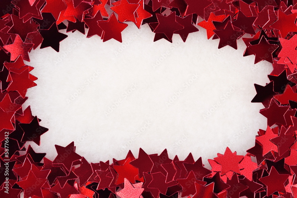 Frame of confetti in the form of red stars Frame of confetti in the form of red stars