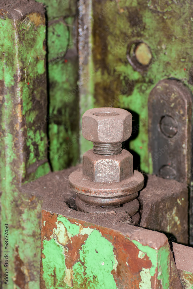 Old metal construction bonded bolts and nut Old metal construction bonded bolts and nut