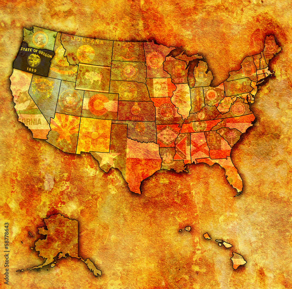Naklejka premium oregon on map of usa