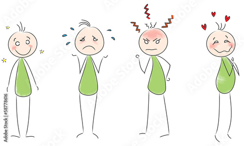 Strichmännchen Emotionen Grün