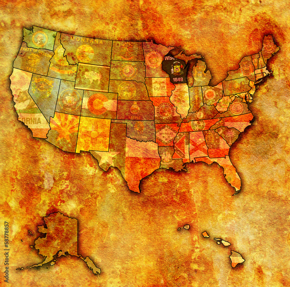 Naklejka premium wisconsin on map of usa