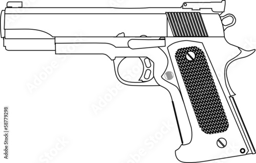 hand gun strokes outline isolated vector