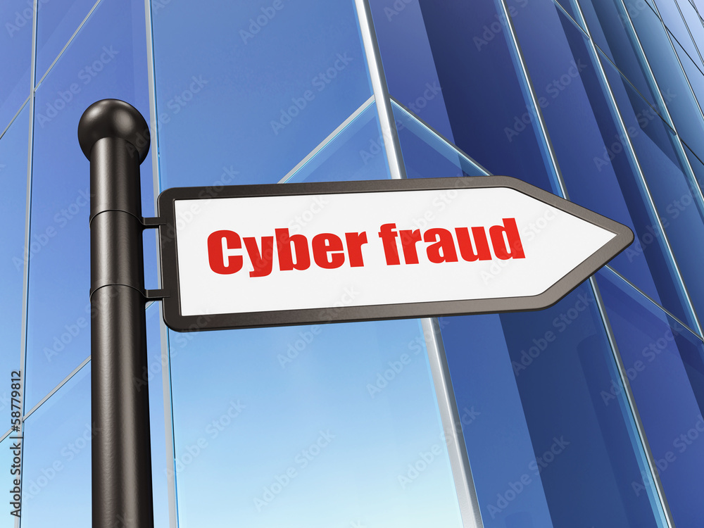 Privacy concept: sign Cyber Fraud on Building background